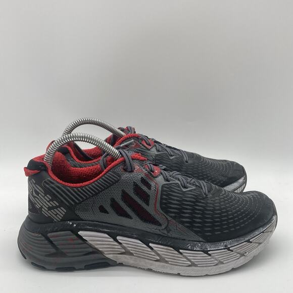 Mens Size 8 Hoka One One Gaviota Gray/Red Athletic Trail Sneakers Shoes - Picture 1 of 10